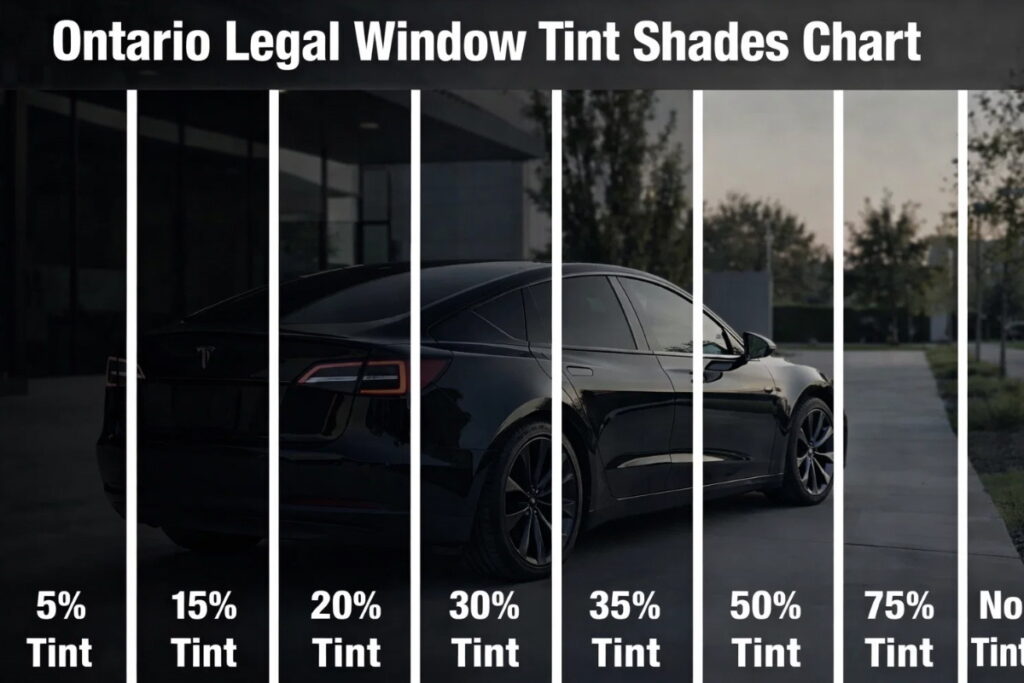 Most common window tint percentage chart in Ontario